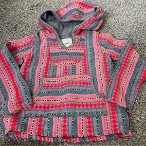 Peek Multicolor Striped Hooded Pullover in Pink, Gray & Green Size 2